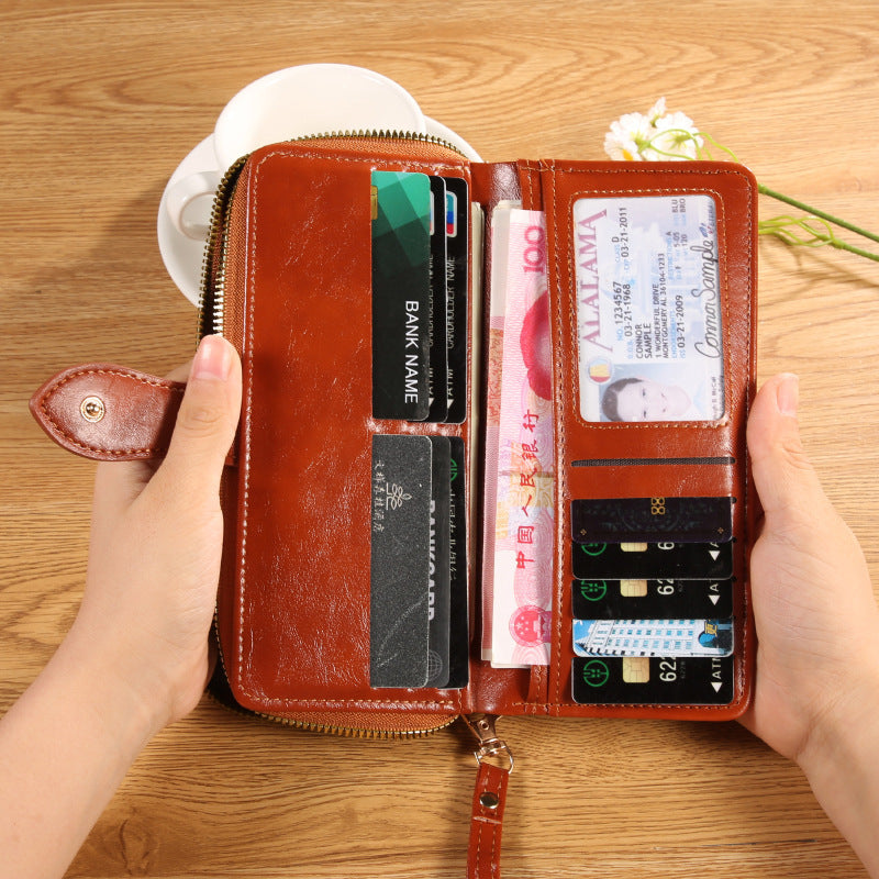 Long Leather Wallet for Women - Exquisite High-End Card Case