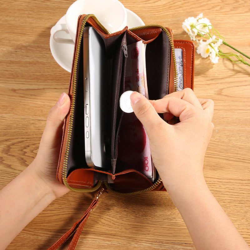 Long Leather Wallet for Women - Exquisite High-End Card Case