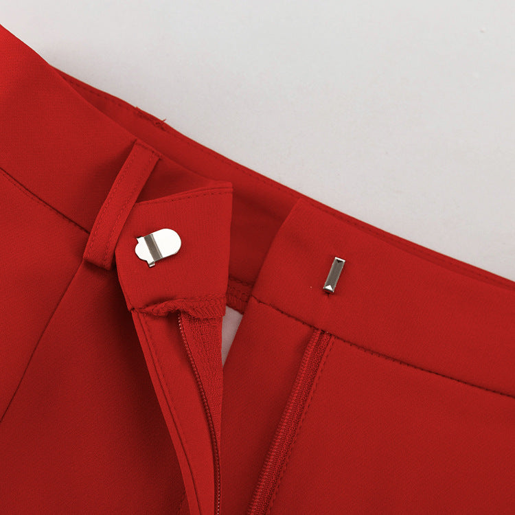 Stylish Single Button Notched Lapel Blazer & Maxi Skirt Set