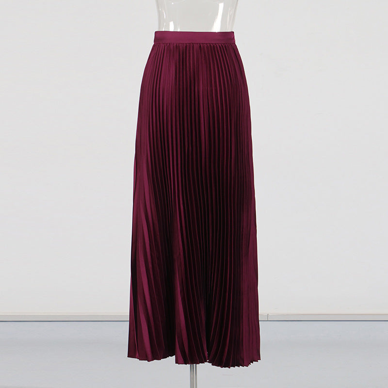 Embroidery Stand Collar Blazer & Pleated Midi Skirt Set
