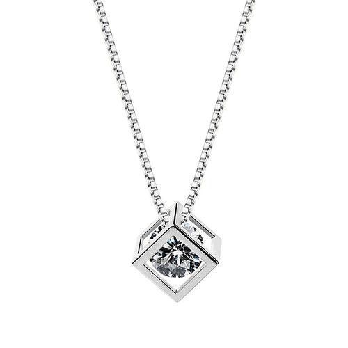 Dainty Hollow Square Necklace - Minimal Silver Choker