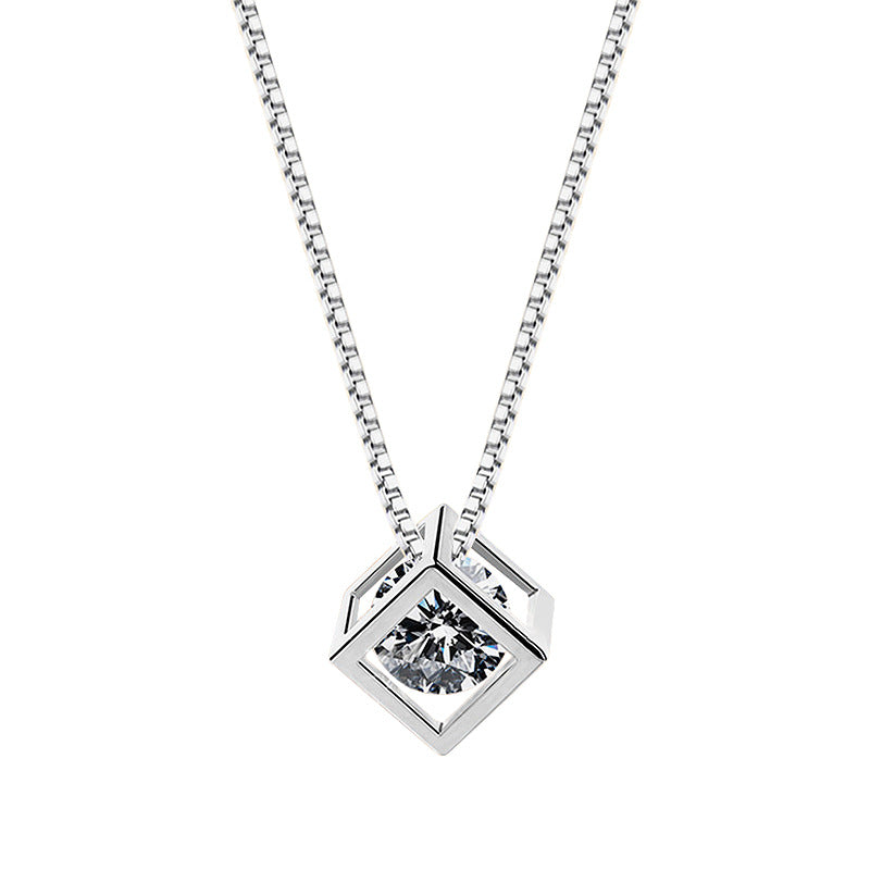 Dainty Hollow Square Necklace - Minimal Silver Choker