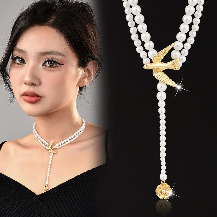 Elegant High-End Thorn Bird Pearl Necklace for Women