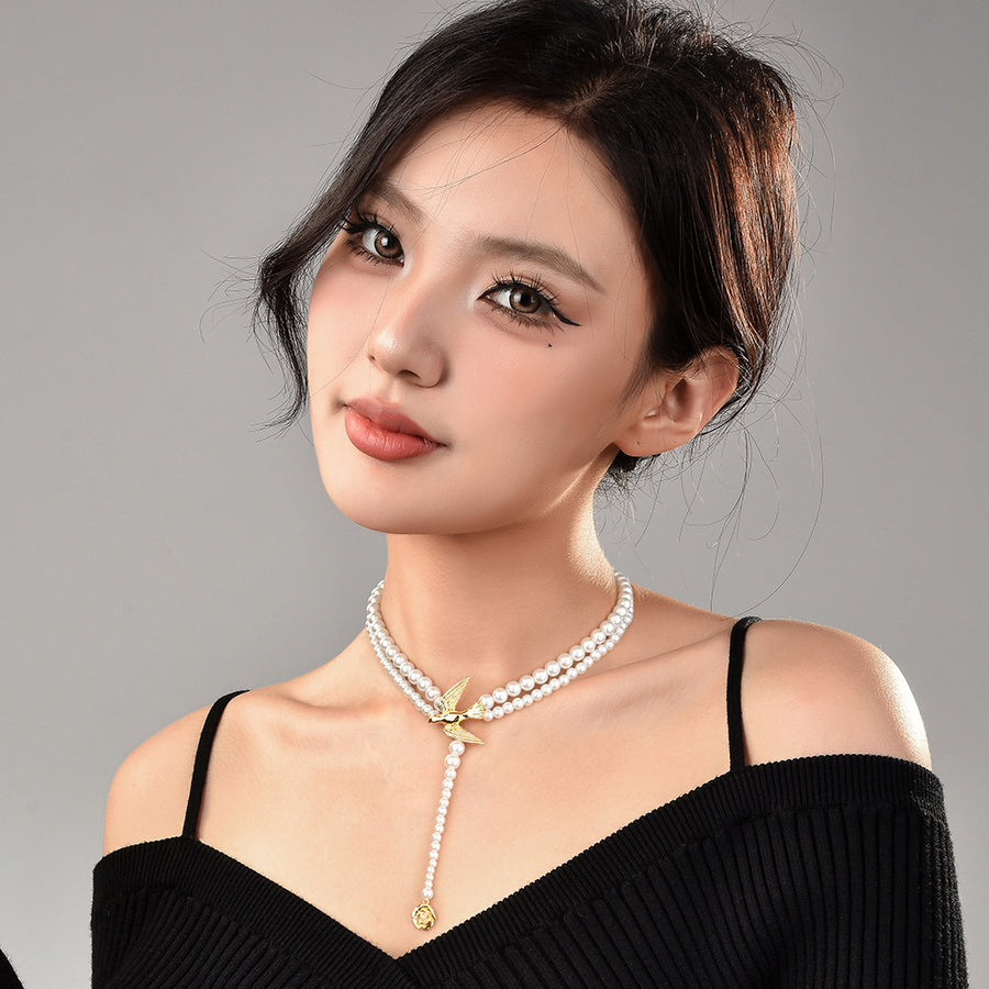 Elegant High-End Thorn Bird Pearl Necklace for Women