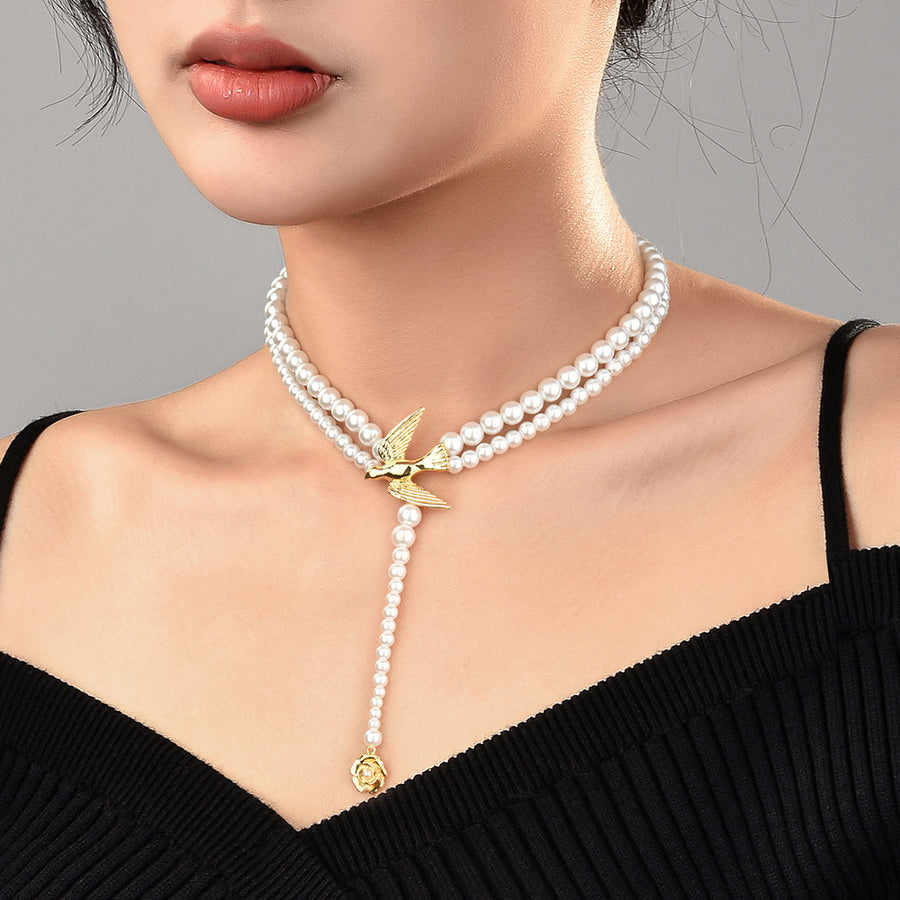 Elegant High-End Thorn Bird Pearl Necklace for Women