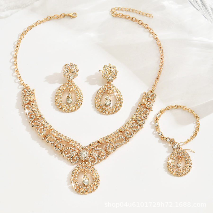 Luxury 4-Piece Rhinestone Necklace and Earrings Set for Women