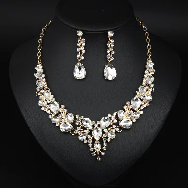 Emerald Green Teardrop Necklace & Earrings Jewelry Set