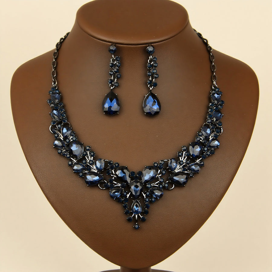Emerald Green Teardrop Necklace & Earrings Jewelry Set