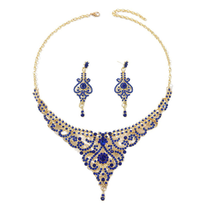 European and American Fashion Crystal Necklace Earrings Set