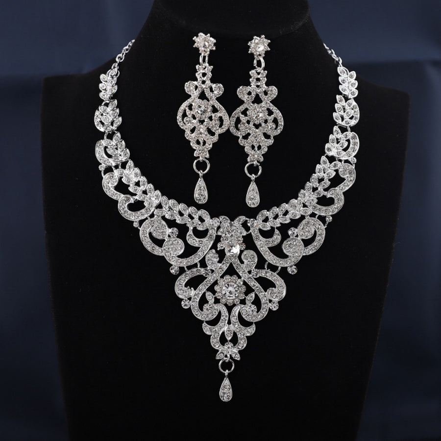 European and American Fashion Crystal Necklace Earrings Set