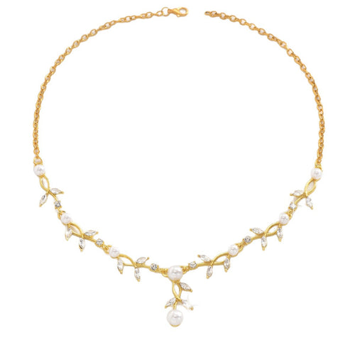 Elegant Silver Vine Leaf Necklace & Earrings Set for Brides
