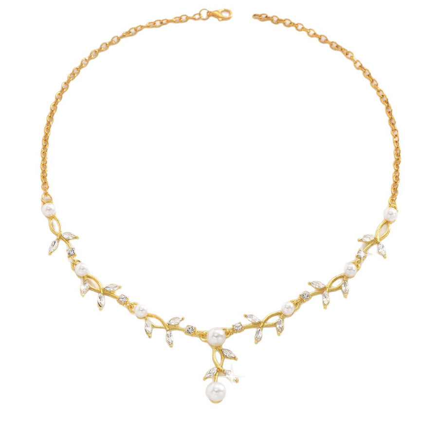 Elegant Silver Vine Leaf Necklace & Earrings Set for Brides