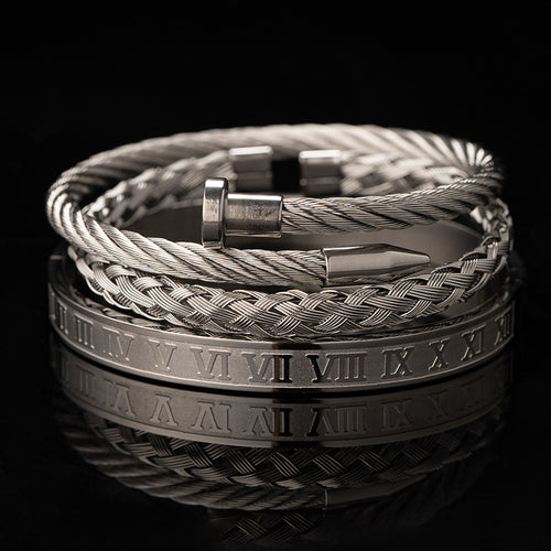 Vintage Copper Zirconium Crown Woven Bracelet Suit