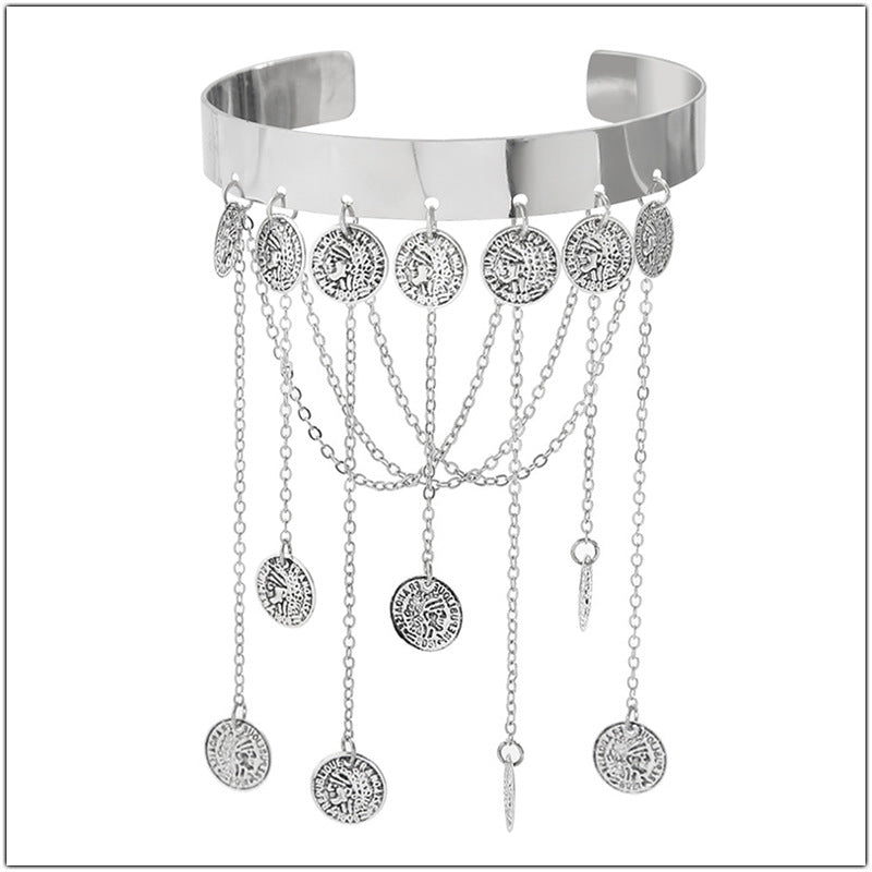 Fashion Retro Coin Tassel Bracelet - Adjustable Arm Jewelry