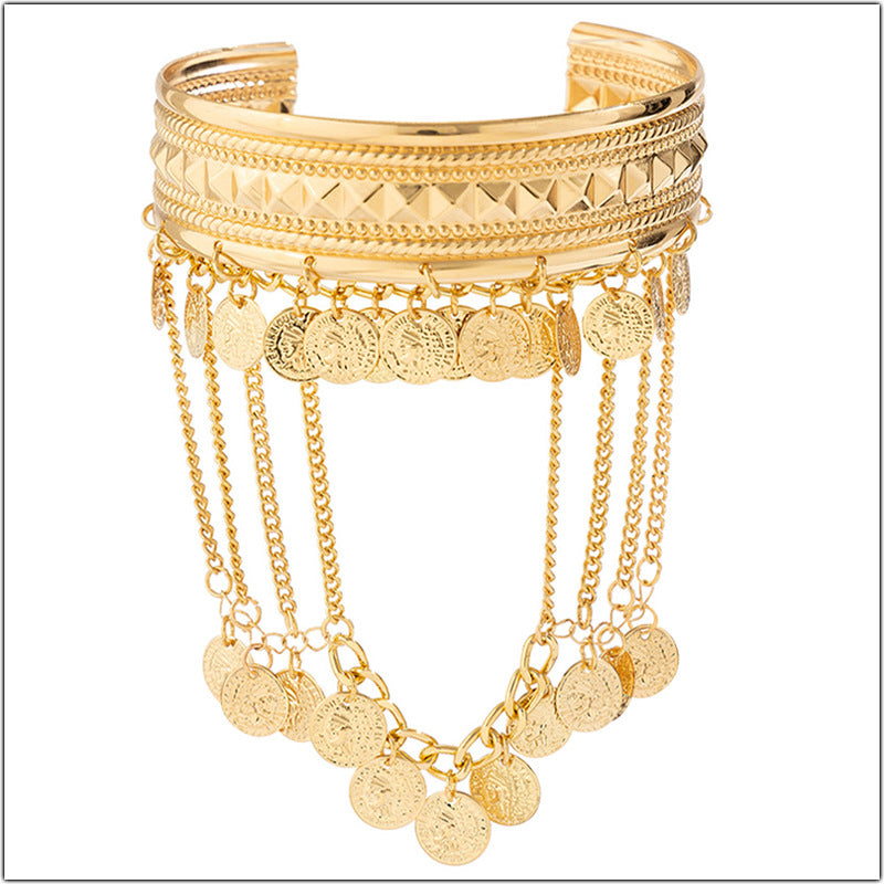 Fashion Retro Coin Tassel Bracelet - Adjustable Arm Jewelry
