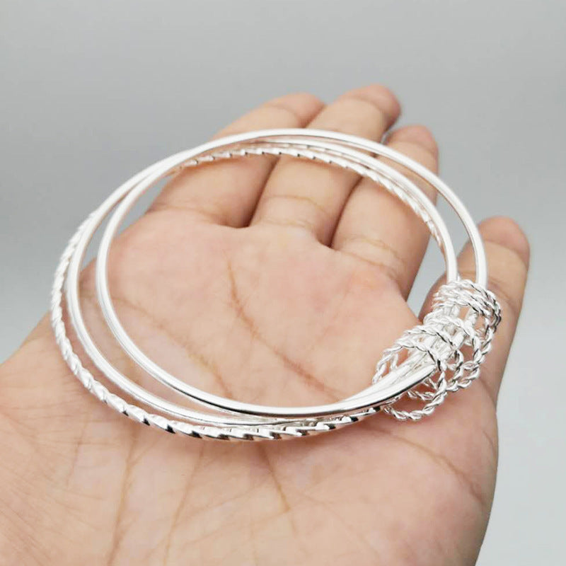 Ethnic Style Retro Miao Silver Plated Lucky Word Bracelet