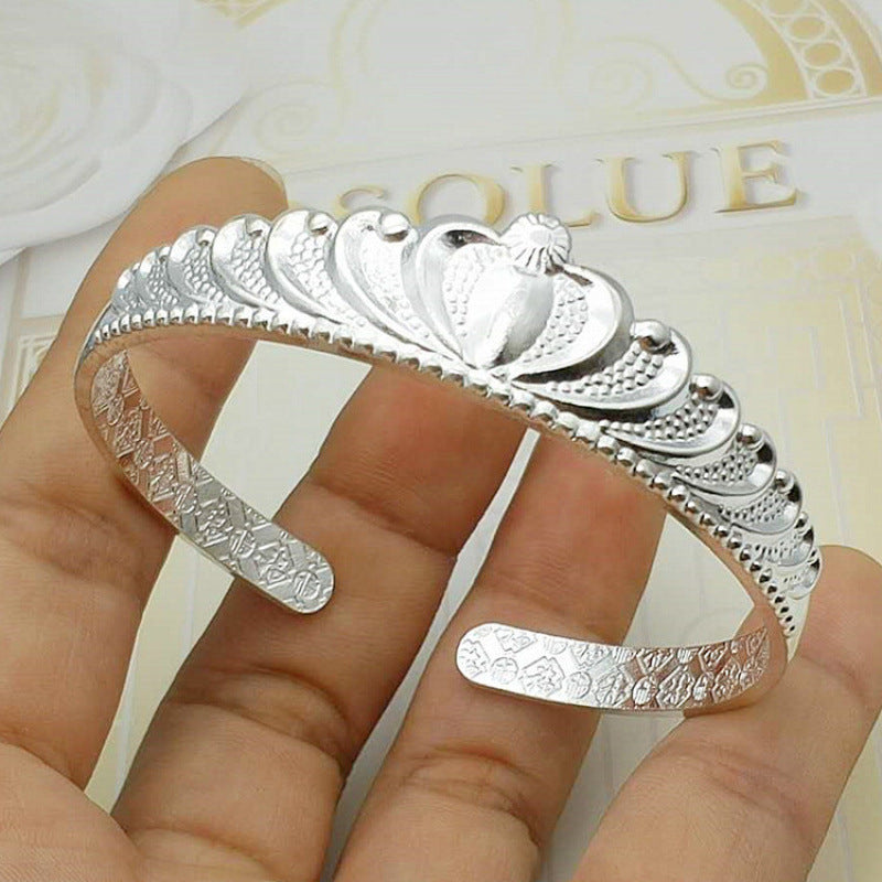 Ethnic Style Retro Miao Silver Plated Lucky Word Bracelet
