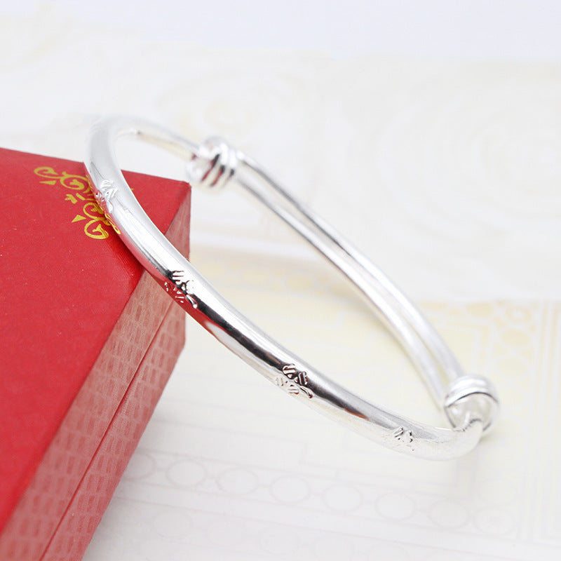 Ethnic Style Retro Miao Silver Plated Lucky Word Bracelet