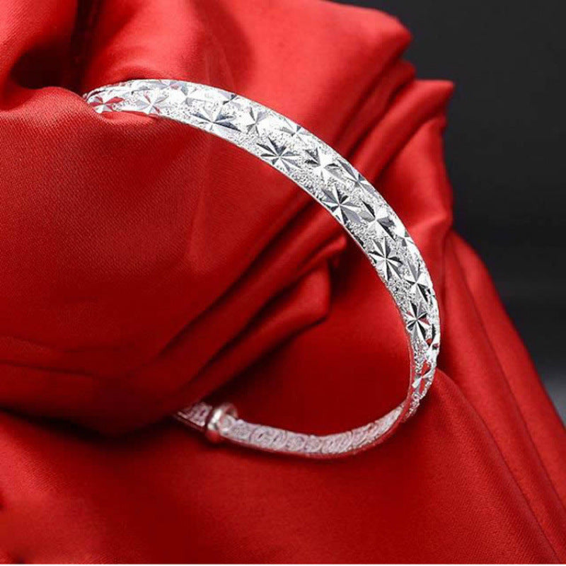 Ethnic Style Retro Miao Silver Plated Lucky Word Bracelet