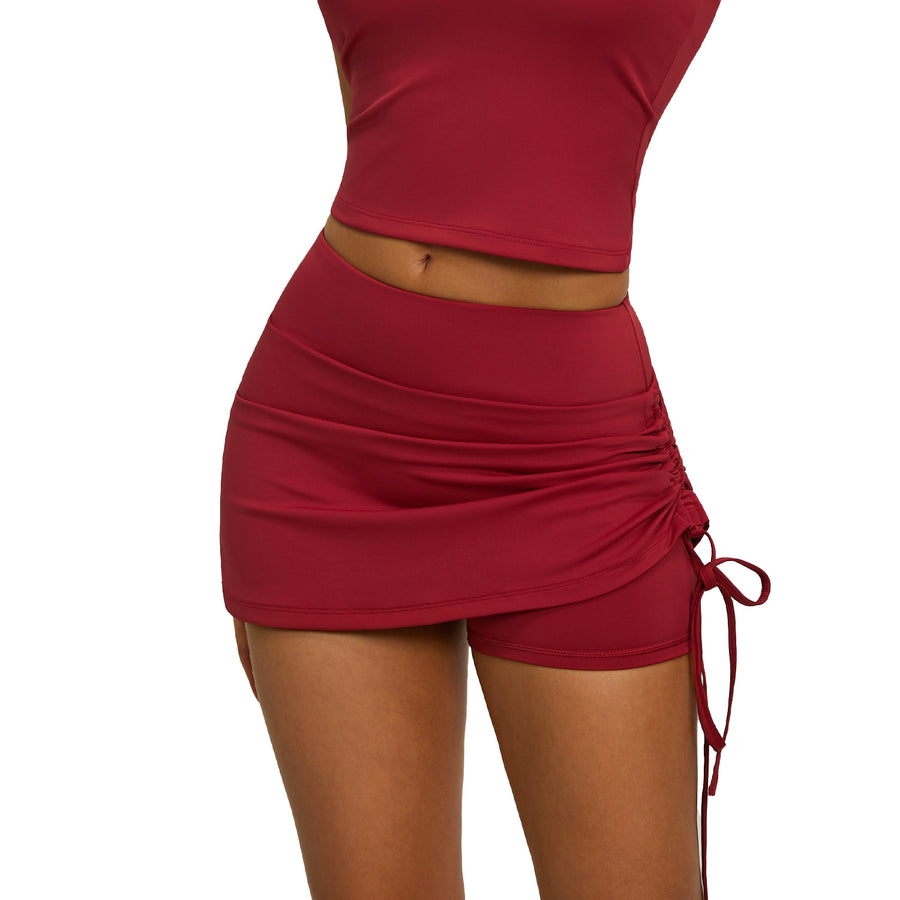 Women Ruched Athletic Skort - High Waist Butt Lifting Shorts