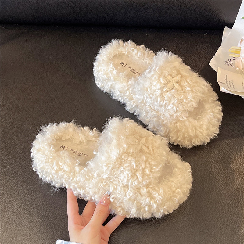 Women's Fuzzy Slippers - Trendy Platform Fluffy Shoes