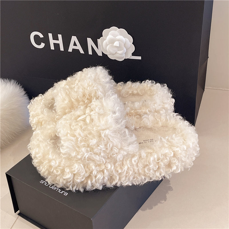 Women's Fuzzy Slippers - Trendy Platform Fluffy Shoes