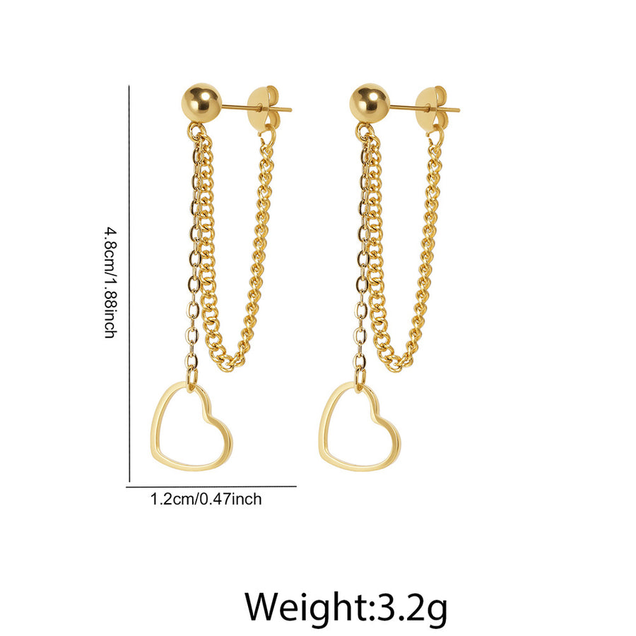Hollow Open Heart Tassel Dangle Earrings - Trendy Jewelry