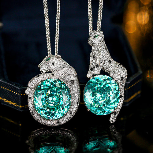 Luxury Green Retro Leopard Pendant Necklace for Women