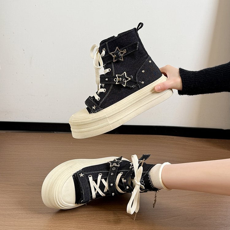 2026 Women's Unique Elevating StarPattern Platform HighTop Shoes