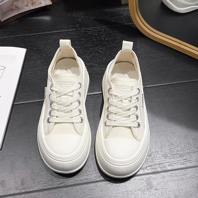 Women's Platform Mesh Sneakers - Breathable White Shoes