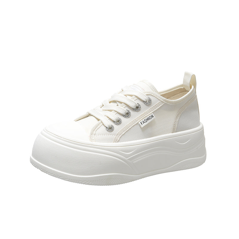 Women's Platform Mesh Sneakers - Breathable White Shoes