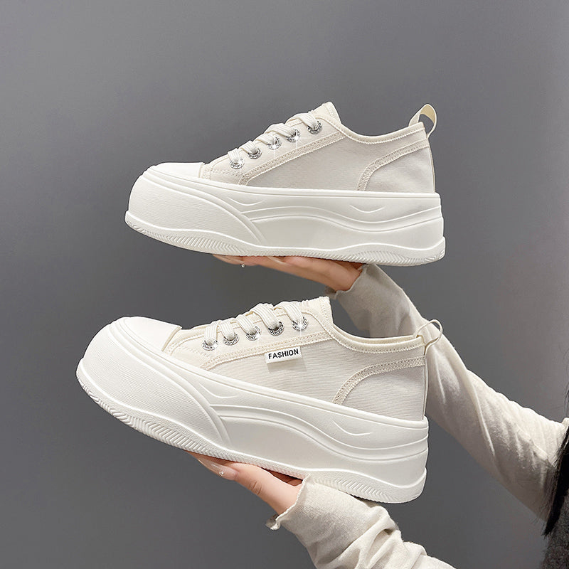 Women's Platform Mesh Sneakers - Breathable White Shoes