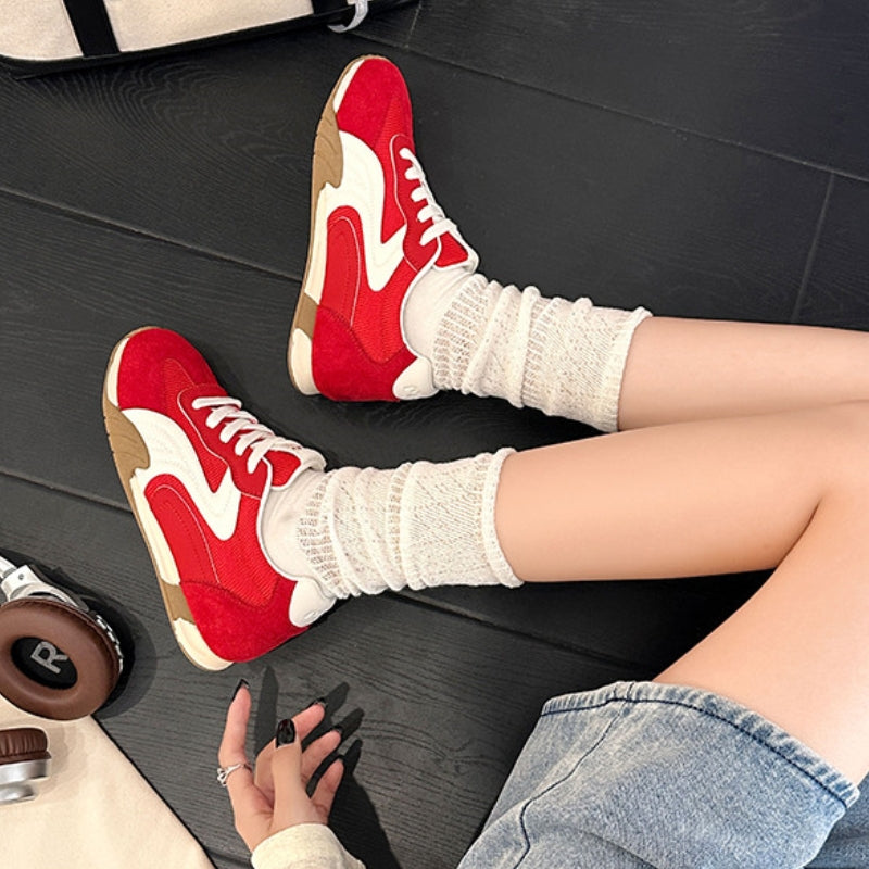 Women's Genuine Leather Platform Mesh GAT Shoes - Retro Style