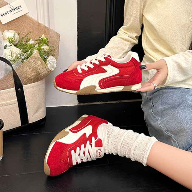 Women's Genuine Leather Platform Mesh GAT Shoes - Retro Style