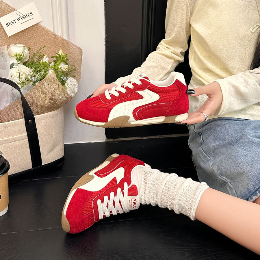 Women's Genuine Leather Platform Mesh GAT Shoes - Retro Style