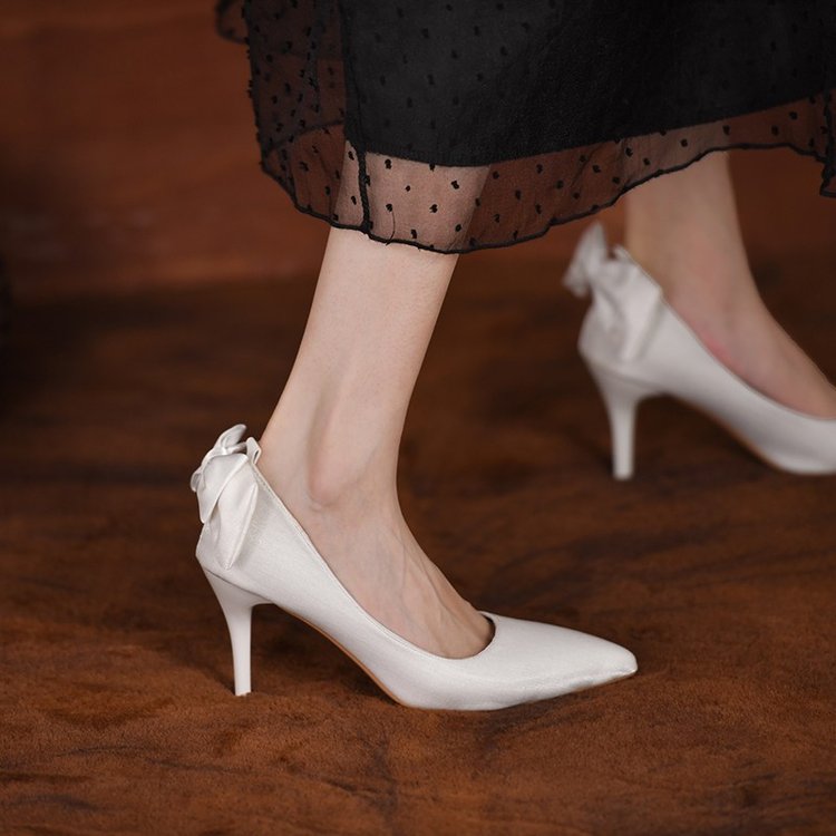New High Heels Thin Heel Pointed Toe Bridal Shoes