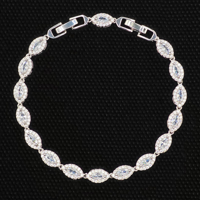 Elegant Silver Tone Marquise Zircon Tennis Bracelet for Women