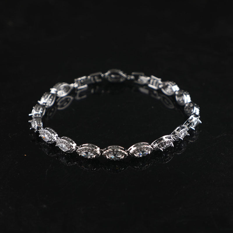 Elegant Silver Tone Marquise Zircon Tennis Bracelet for Women