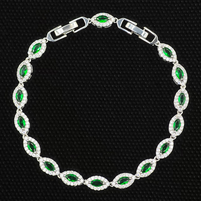 Elegant Silver Tone Marquise Zircon Tennis Bracelet for Women
