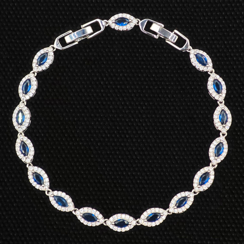 Elegant Silver Tone Marquise Zircon Tennis Bracelet for Women