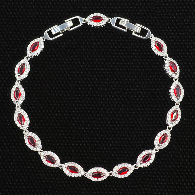 Elegant Silver Tone Marquise Zircon Tennis Bracelet for Women