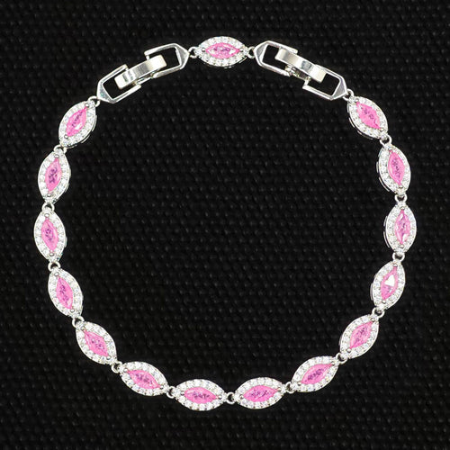 Elegant Silver Tone Marquise Zircon Tennis Bracelet for Women