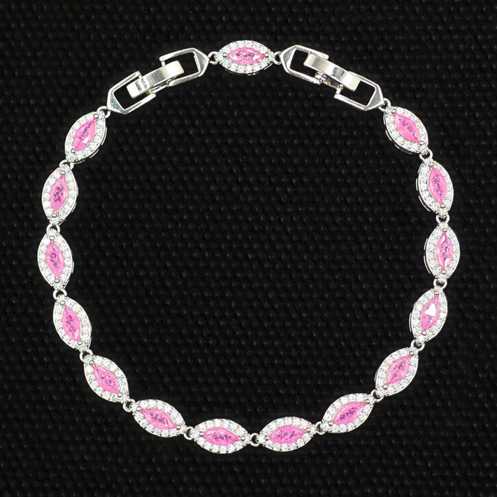 Elegant Silver Tone Marquise Zircon Tennis Bracelet for Women
