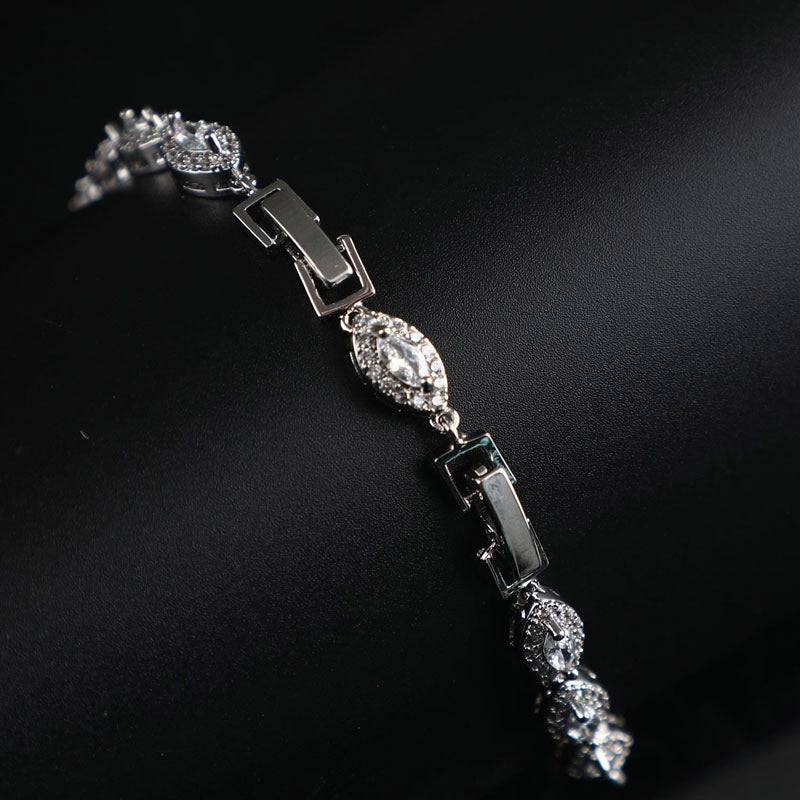 Elegant Silver Tone Marquise Zircon Tennis Bracelet for Women