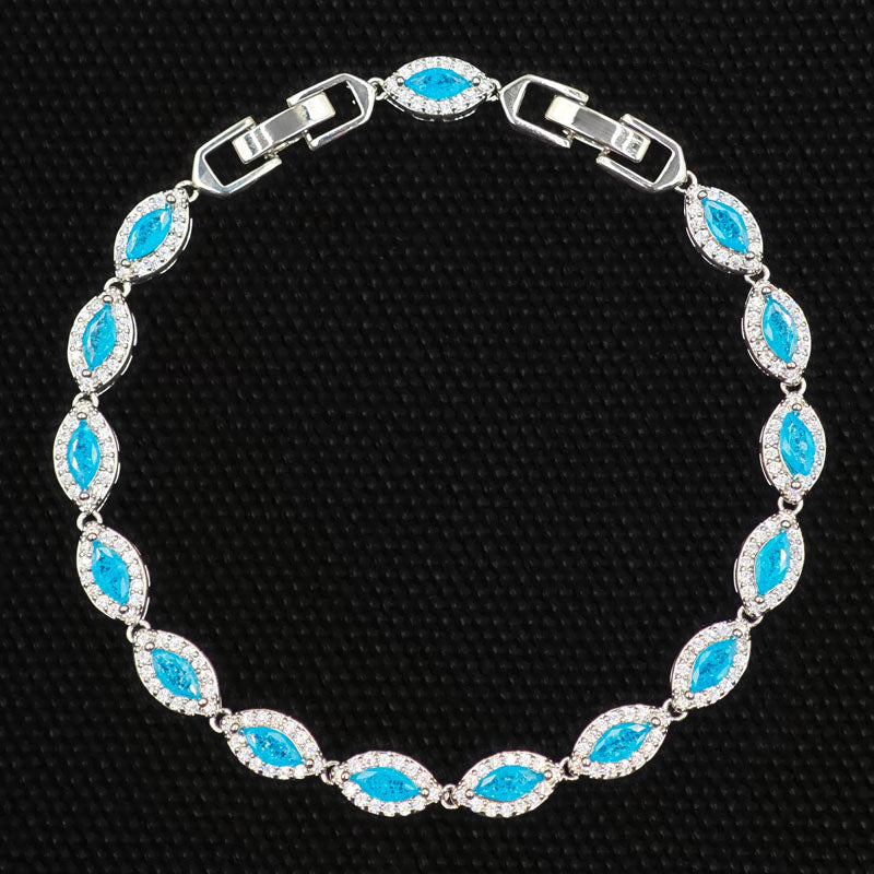 Elegant Silver Tone Marquise Zircon Tennis Bracelet for Women