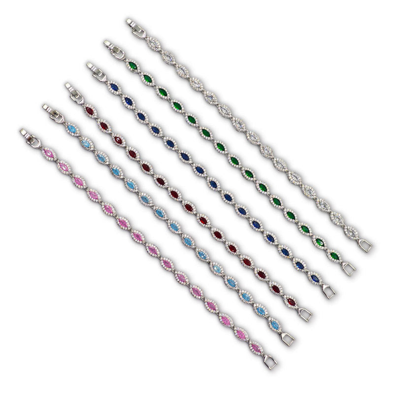 Elegant Silver Tone Marquise Zircon Tennis Bracelet for Women