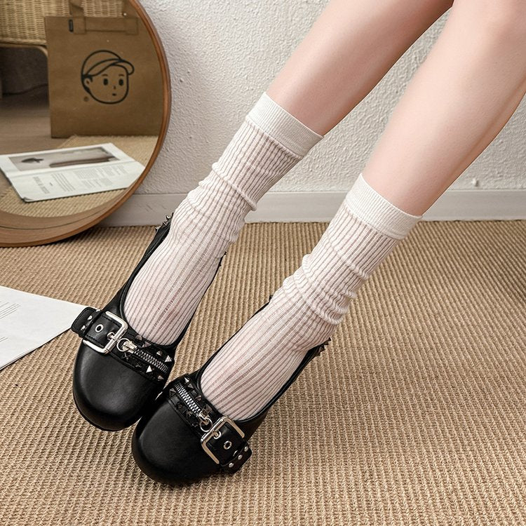 2026 New Arrival Women's DarkStyle Retro Rivet Ballet Shoes