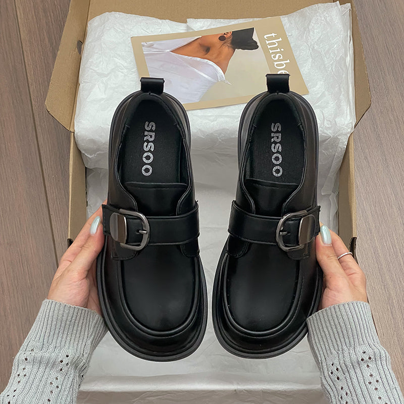 Women's Platform Loafers - Comfortable Retro Leather Shoes