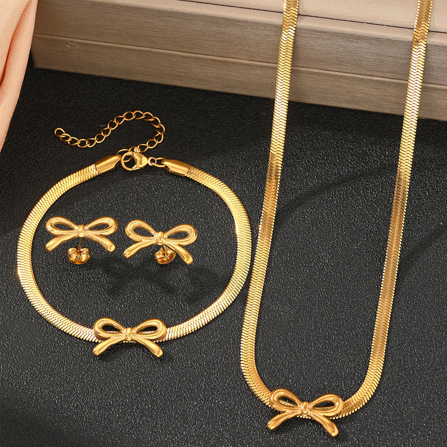 3Pcs Women Bow Knot Jewelry Set with Elegant Earrings