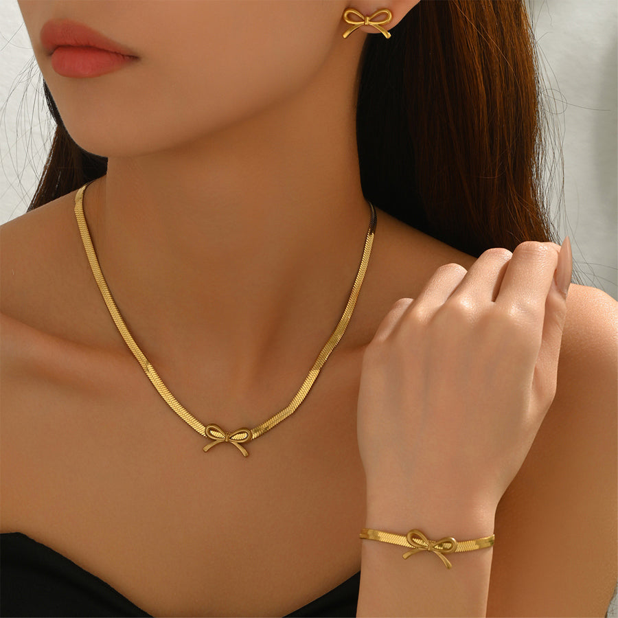 3Pcs Women Bow Knot Jewelry Set with Elegant Earrings
